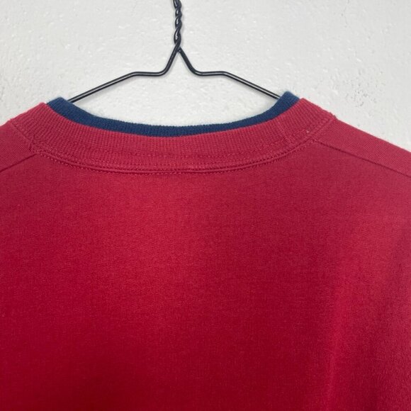 Vintage Top Stich 3x Red Patriotic Double Layered Collar Embroidered Sweatshirt - Picture 12 of 14